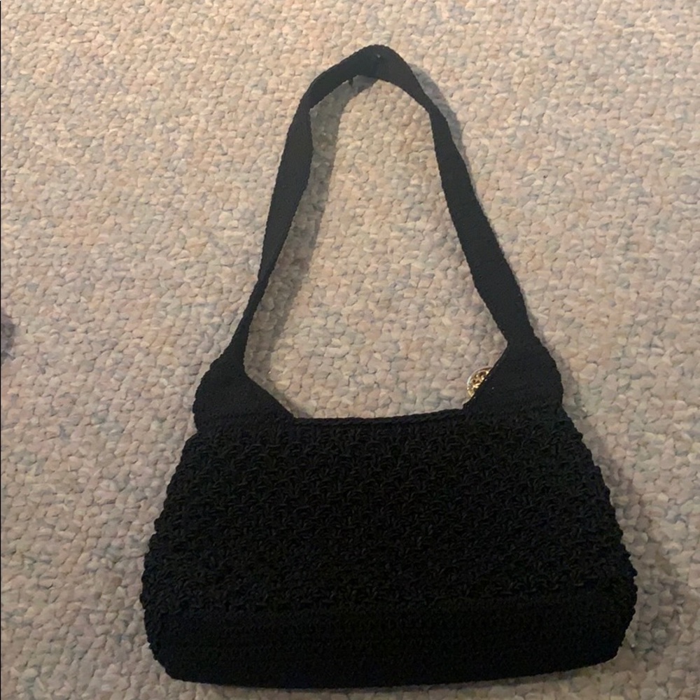Black crochet purse.